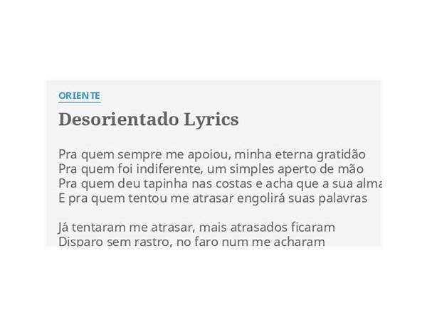 Desorientado pt Lyrics [Oriente]