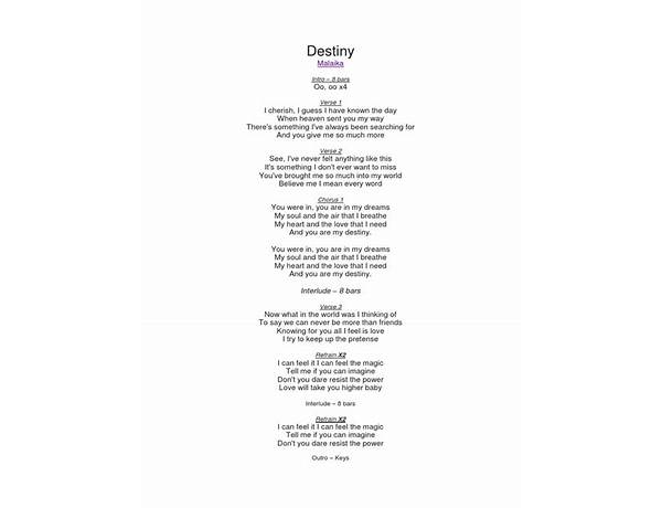 Destiny en Lyrics [Ronnie Radke]