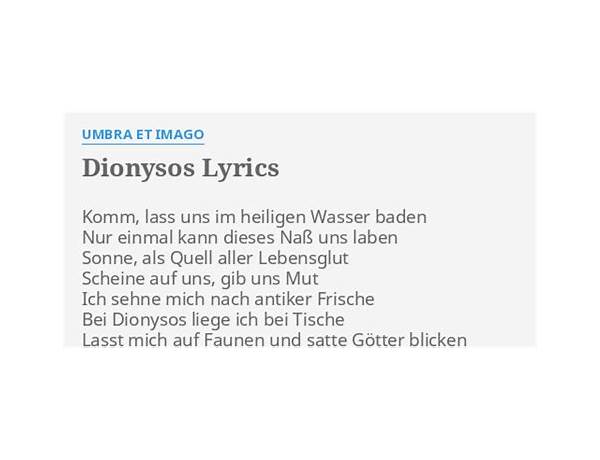 Dionysos de Lyrics [Umbra Et Imago]