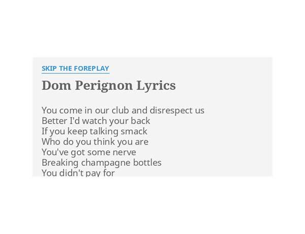 Dom Perignon fa Lyrics [Parsalip]