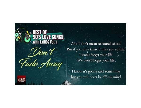 Don\'t Fade Away en Lyrics [John Lindberg Trio]