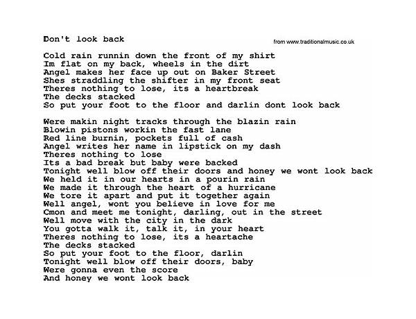 Don\'t Look Back en Lyrics [Lana Shea]