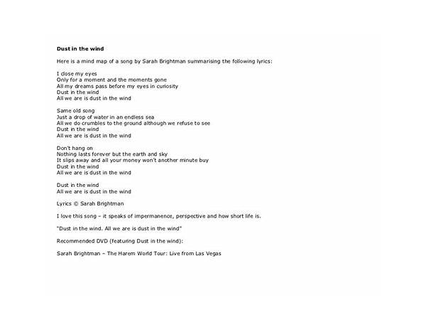 Dust in the Wind en Lyrics [Deine Lakaien]