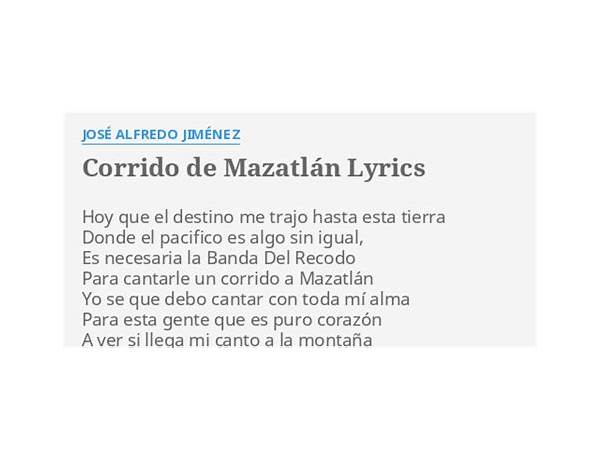 El Corrido De Mazatlán es Lyrics [Banda El Recodo]