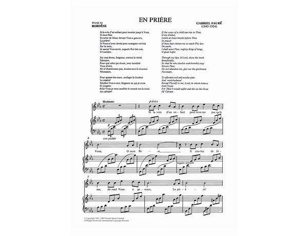 En Prière fr Lyrics [Gabriel Fauré]