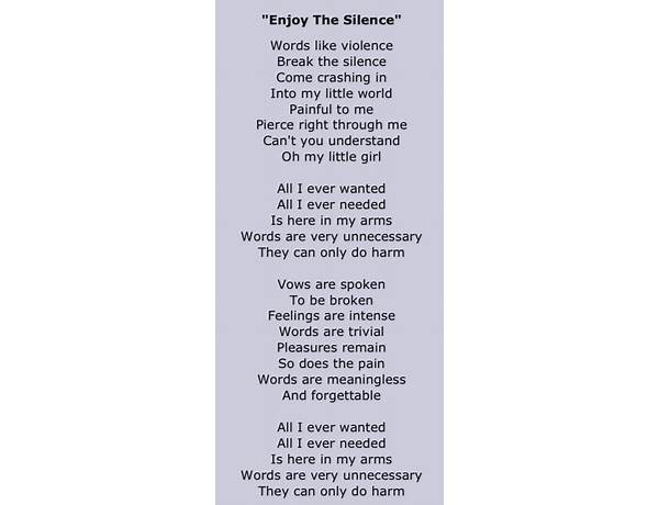 Enjoy The Silence en Lyrics [Son Of Rust]