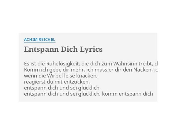 Entspann Dich de Lyrics [Achim Reichel]