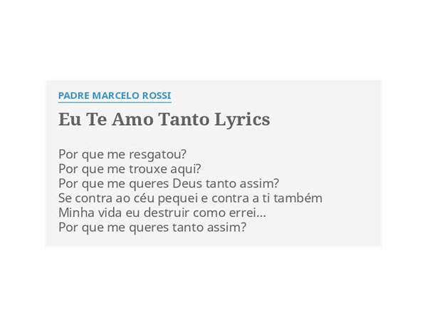 Eu te amo tanto pt Lyrics [Padre Marcelo Rossi]