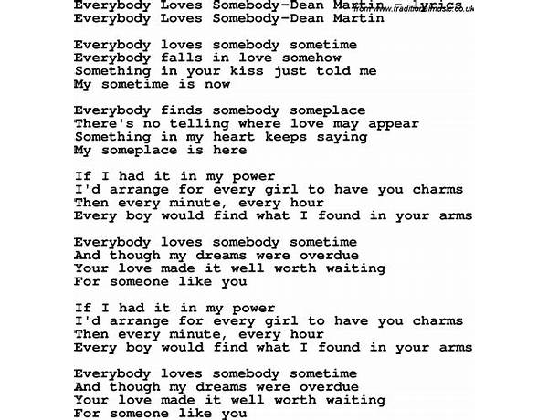 Everybody Loves Somebody en Lyrics [Barry Manilow]