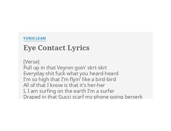 Eye Contanct en Lyrics [Richard Lacy]