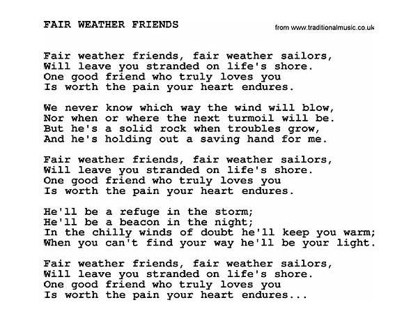 Fairweather Friend en Lyrics [To Have Heroes]