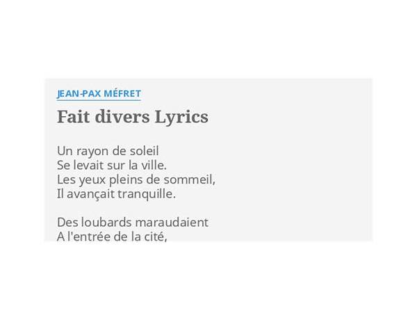 Fait Divers fr Lyrics [Gildor Roy]