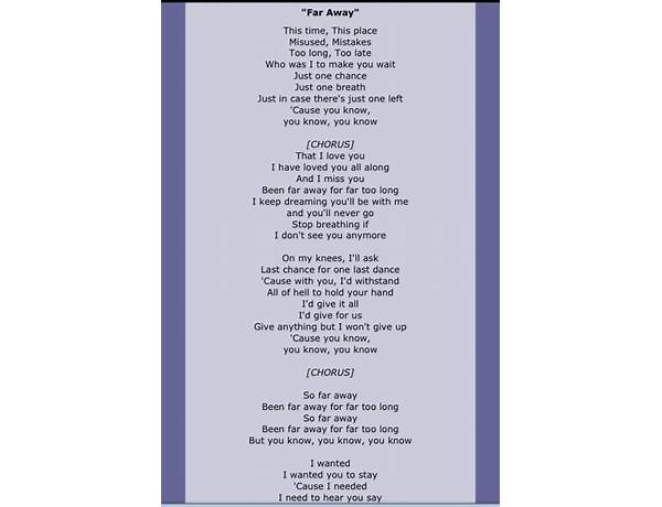 Far Away en Lyrics [Chris Mood]