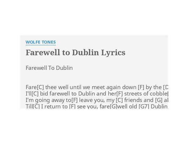 Farewell To Dublin en Lyrics [The Wolfe Tones]