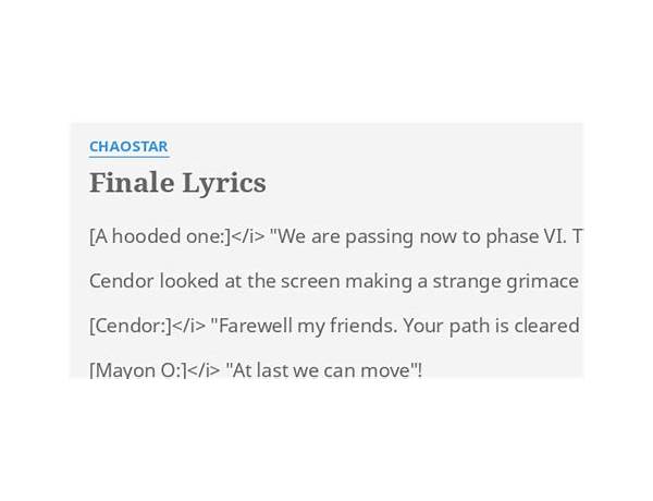 Finale en Lyrics [Chaostar]