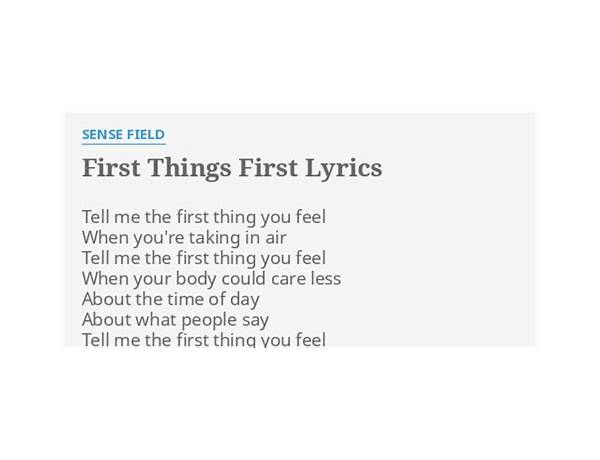 First Things First en Lyrics [DUS]