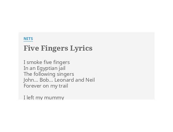 Five Fingers en Lyrics [Charlie Landsborough]