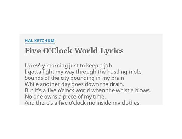 Five O\'Clock World en Lyrics [The Proclaimers]