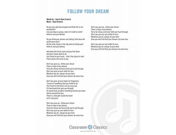 Follow Your Dream en Lyrics [Tymek Augustyn]