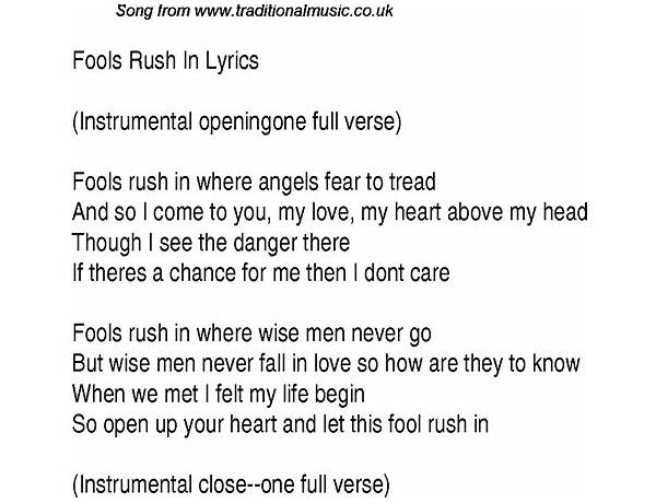 Fools Rush In en Lyrics [Lesley Gore]