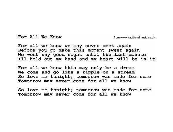 For All We Know en Lyrics [Ann Hampton Callaway]