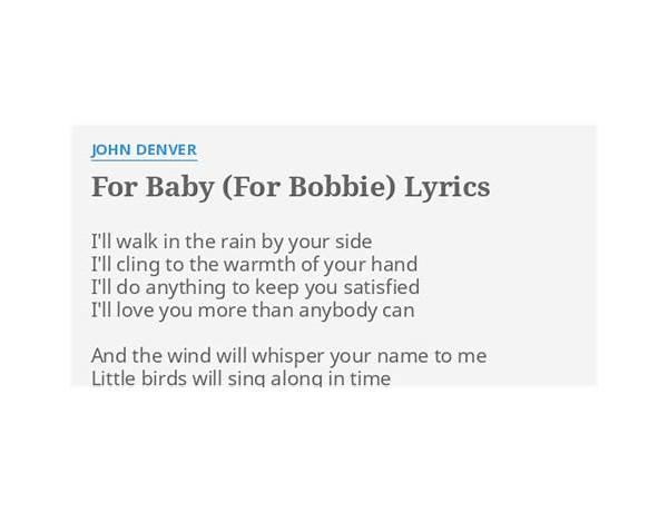 For Bobbi en Lyrics [The Chad Mitchell Trio]