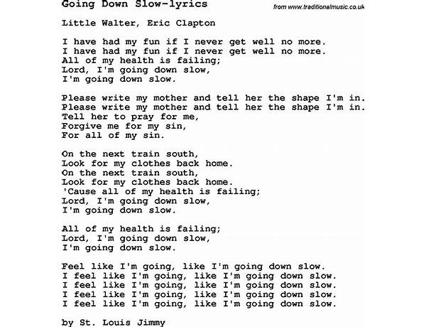 Going Down Slow en Lyrics [Johnny Winter]