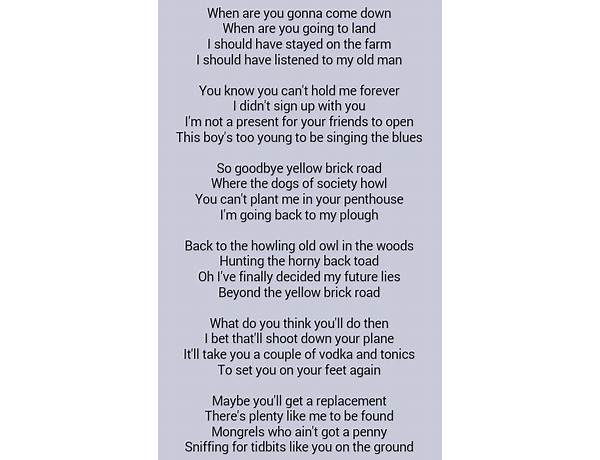 Goodbye Yellow Brick Road en Lyrics [Kelsy Karter & The Heroines]
