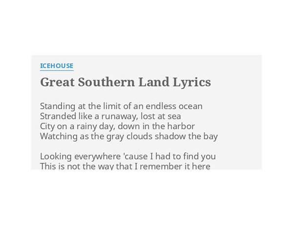 Great Southern Land en Lyrics [Icehouse]