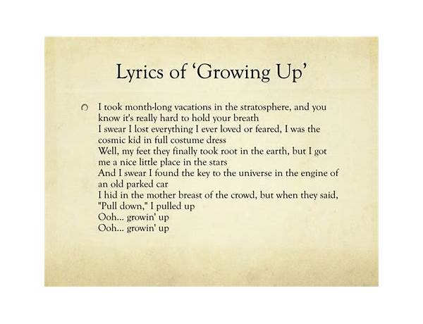 Growing Up en Lyrics [Michael Cruz]