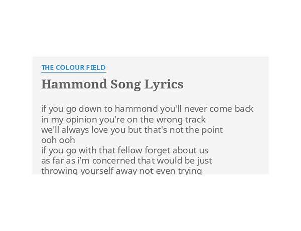 Hammond Song en Lyrics [The Roches]