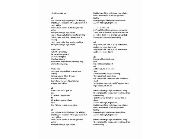 High Hopes en Lyrics [​mike.]