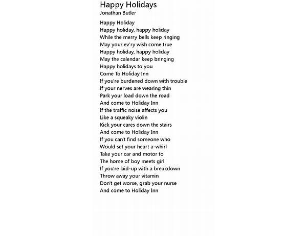 Holidays en Lyrics [Cassidi]
