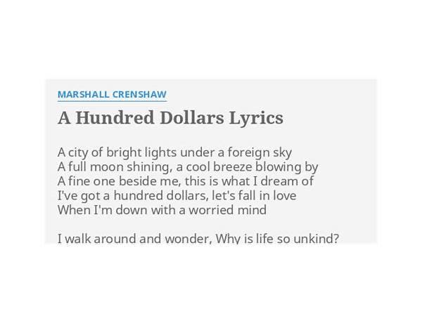 Hundred Dollars en Lyrics [Punch Brothers]