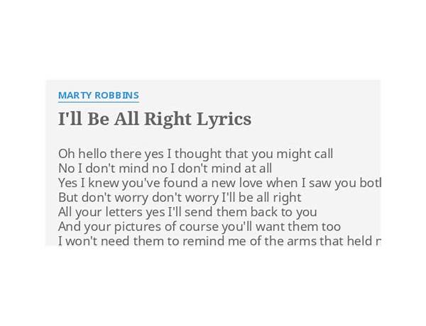 I\'ll Be All Right en Lyrics [Rebecca Roubion]