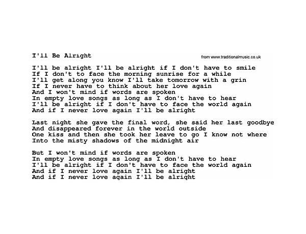 I\'ll Be Alright en Lyrics [Stuck In The Night]