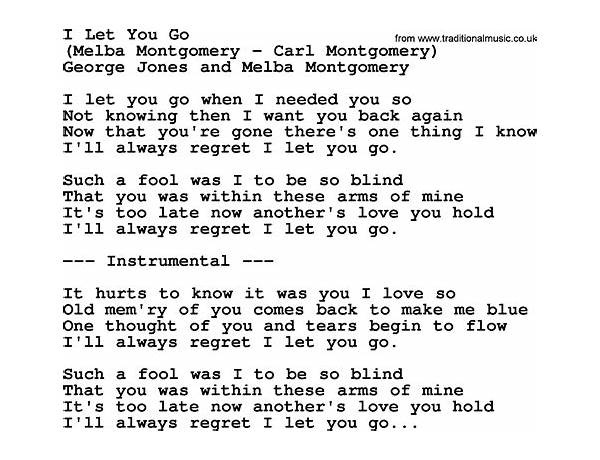 I\'ll Let You Go en Lyrics [Happy Rhodes]