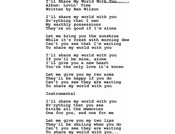 I\'ll Share My World with You en Lyrics [Jay Lee Webb]