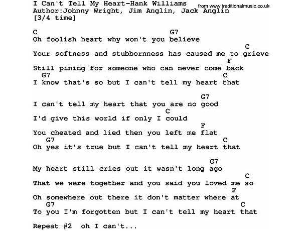 I Can\'t Tell My Heart en Lyrics [Faron Young]