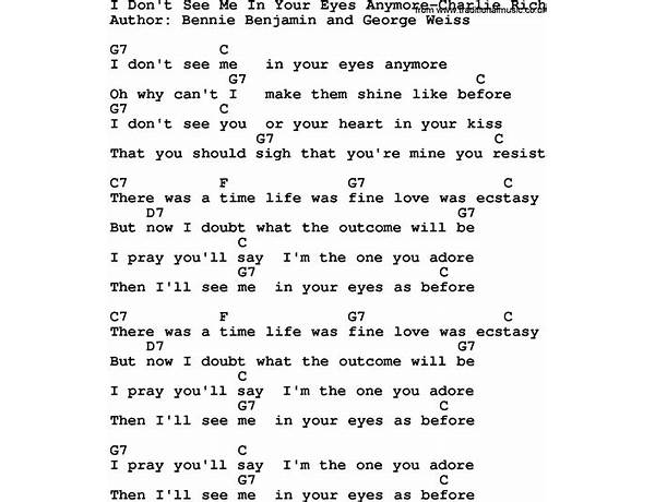I Don\'t See Me In Your Eyes Anymore en Lyrics [Charlie Rich]