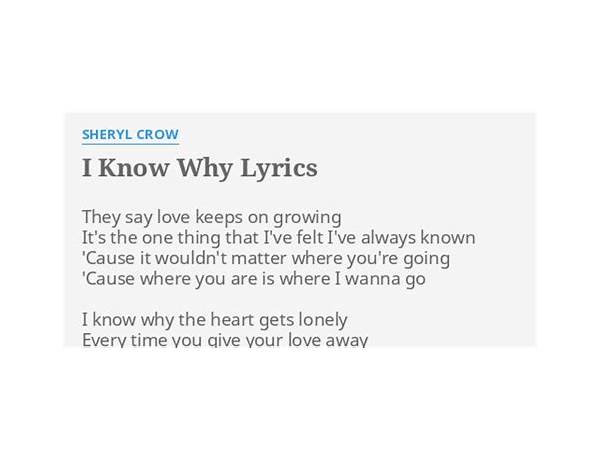 I Know Why en Lyrics [Sheryl Crow]