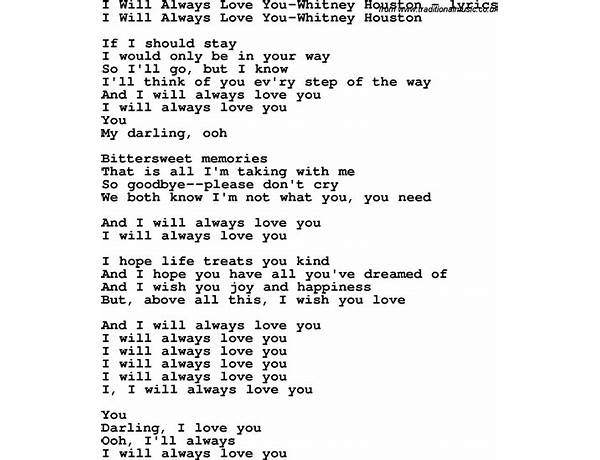 I Will Always Love You en Lyrics [Whitney Houston]