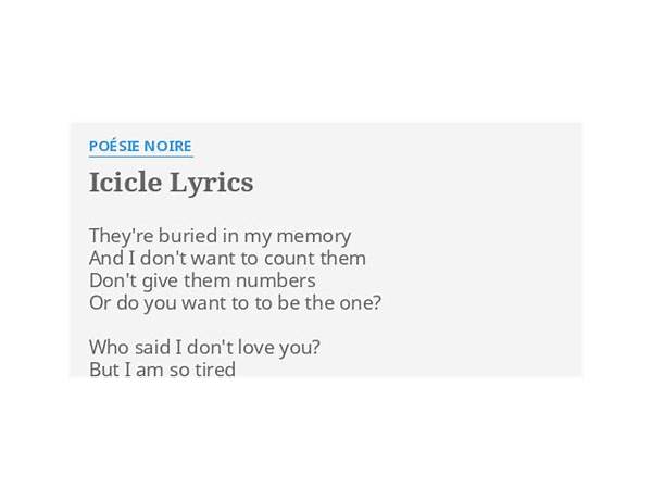 Icicle en Lyrics [Poesie Noire]