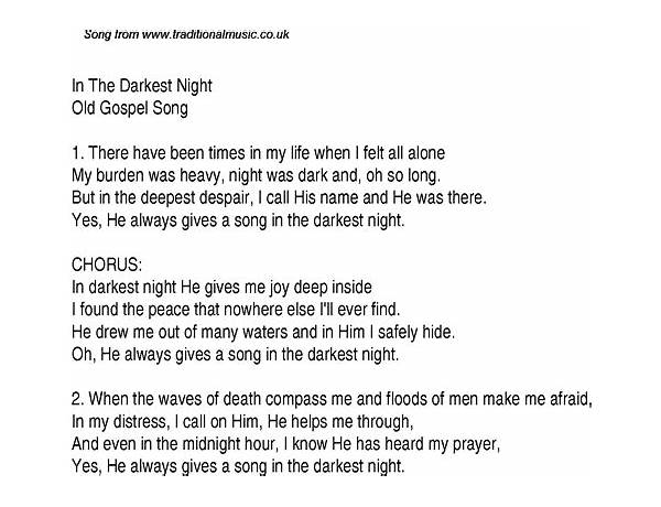 In The Darkest Night en Lyrics [Autumn\'s Grey Solace]