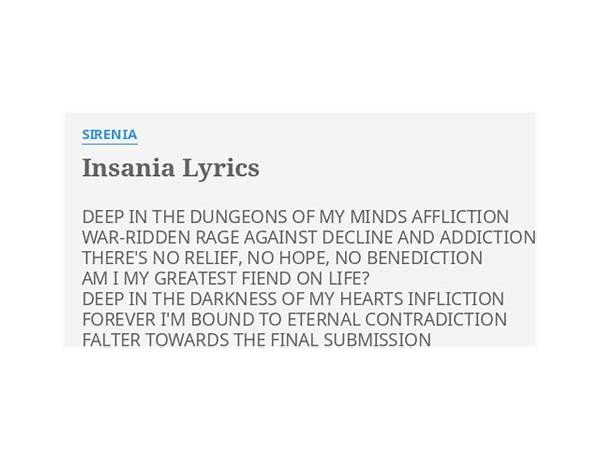 Insania en Lyrics [Sirenia]