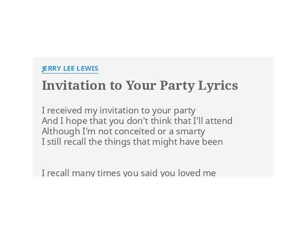 Invitation To Your Party en Lyrics [Kitty Wells]