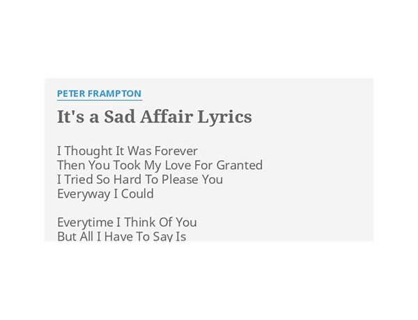 It\'s A Sad Affair en Lyrics [Peter Frampton]