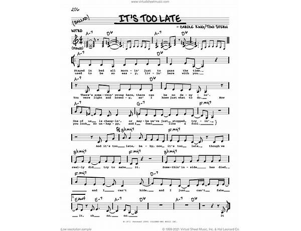 It\'s Too Late en Lyrics [7 Year Bitch]