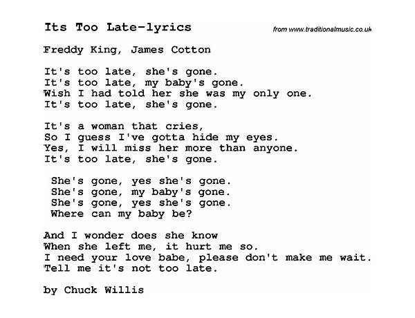 It\'s Too Late en Lyrics [Hanoi Rocks]