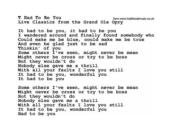 It Had To Be You en Lyrics [Vera Lynn]